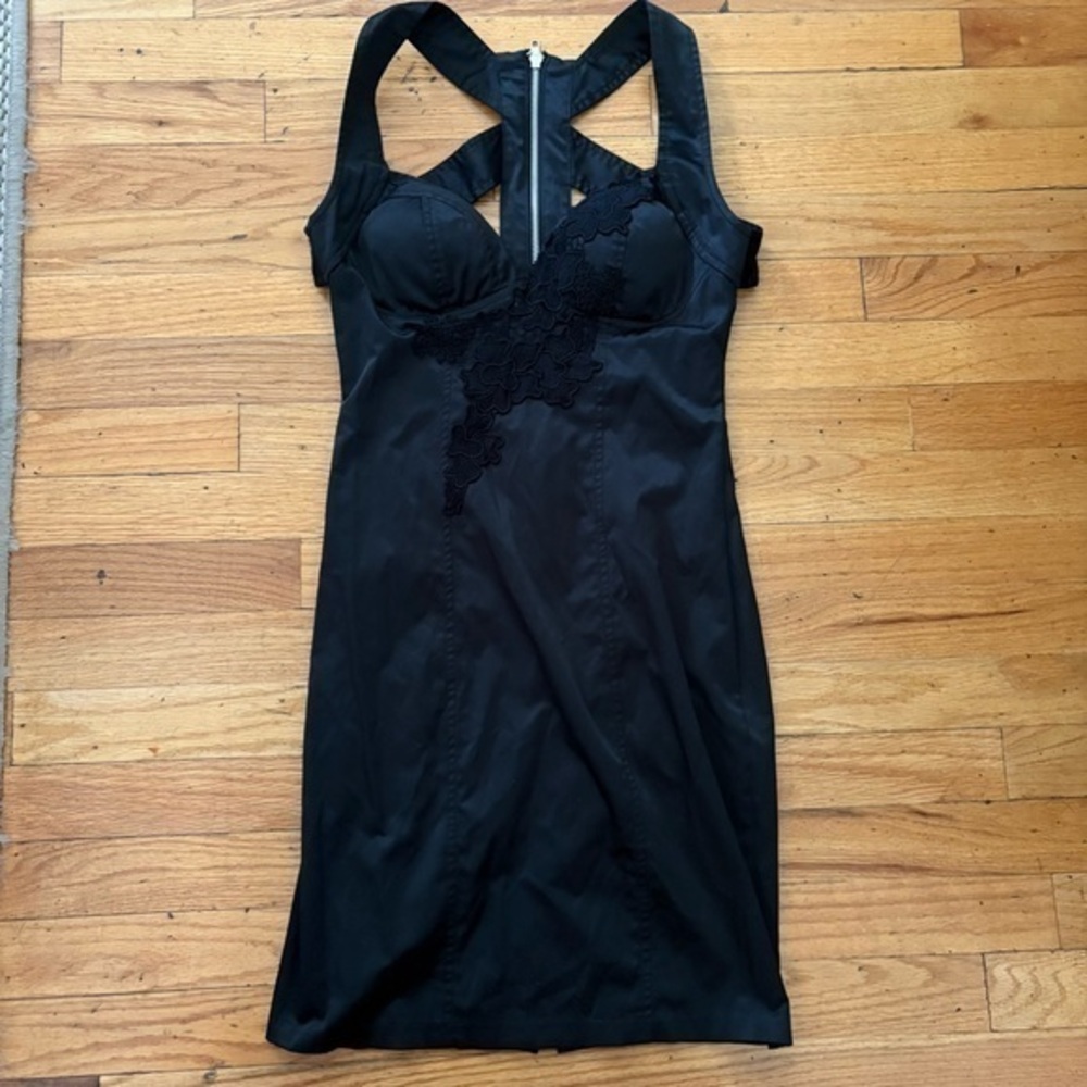 Vintage Y2K XOXO Black Sateen Pencil Dress Size 5/6